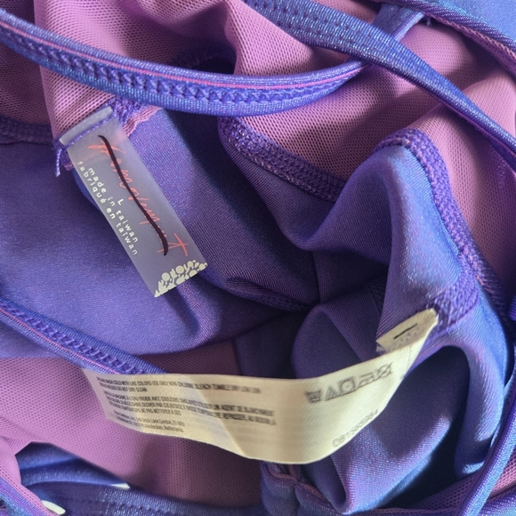 New Free People Movement You Glow Girl Strappy Iridescent Purple Jumpsuit Large - Picture 6 of 6